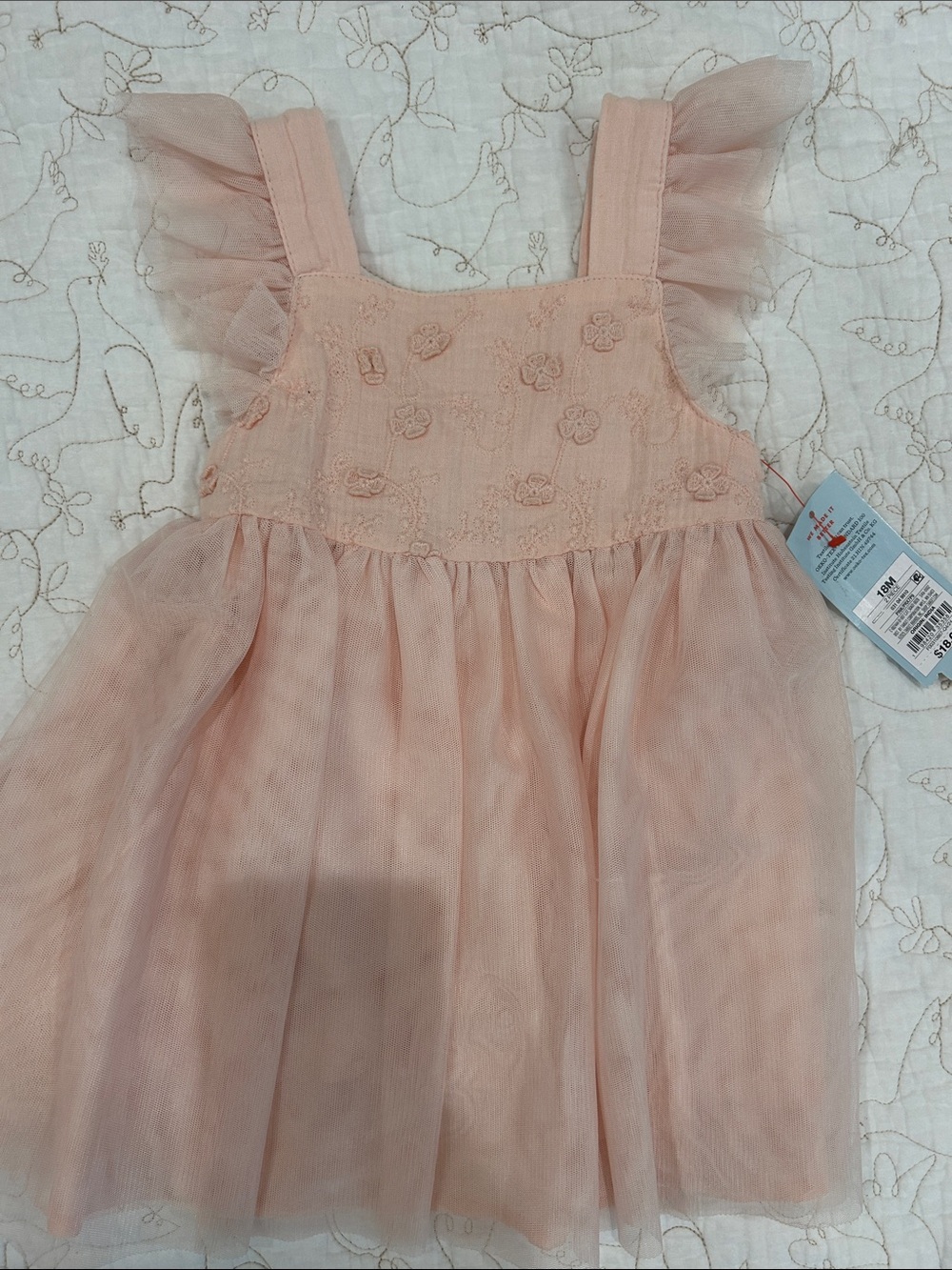Cat & Jack Peach Tulle Flower Appliqué Girls' Dress